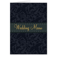 Menu bleu de mariage de brocard de damassé carte de vœux