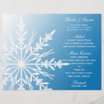 Menu bleu de mariage d'hiver de flocon de neige tract