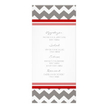 Menu Chevron gris rouge de mariage Carte Double Customisable