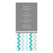Menu Chevron gris turquoise de mariage Carte Double En Couleur