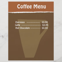 Menu de café prospectus