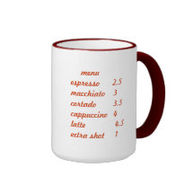 Menu de Caffe Mocias et tasse de logo