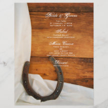Menu de mariage campagnard de fer à cheval et de s prospectus customisé