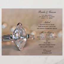 Menu de mariage de bague à diamant de marquis prospectus personnalisés