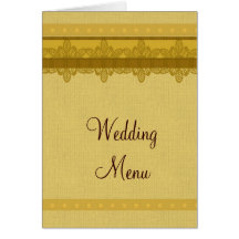 Menu de mariage de brocard de damassé d'or cartes de vœux
