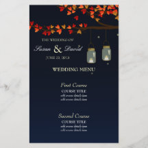 Menu de mariage de chêne de pot de maçon prospectus avec motif