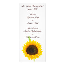 Menu de réception de mariage de tournesol carte double