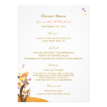 Menu de réception de mariage des arbres d'amour do faire-parts