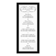 Menu de smoking en noir et blanc carte double