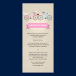 Menu de toile de mariage de rose de bicyclette de  cartes publicitaires