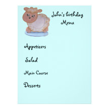 menu d'enfant invitations personnalisées