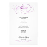 Menu élégant de mariage de manuscrit - pourpre motifs pour papier à lettre