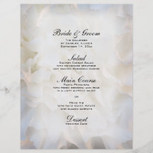 Menu floral blanc de mariage prospectus en couleur