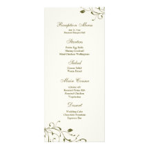 Menu floral de réception de décalque de vert sauge carte double customisable