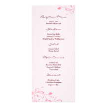 Menu floral rose de réception de décalque double carte en  couleur
