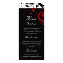 Menu inverse noir, blanc, rouge de mariage de remo carte double