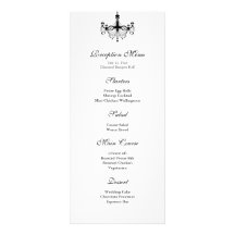 Menu noir et blanc de réception de lustre carte double en  couleur