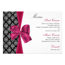 menu rose de mariage damassé faire-part personnalisé