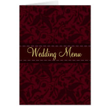 Menu rouge de mariage de brocard de damassé carte de vœux