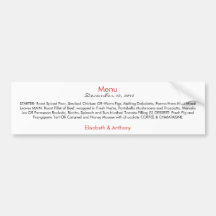 menu rouge et noir simple de mariage autocollant pour voiture