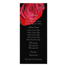 Menu simple de mariage de rose rouge carte double en  couleur