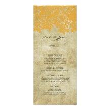 Menu vintage jaune de mariage campagnard faire-part personnalisables
