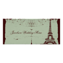 Menus de mariage de Tour Eiffel Double Carte Personnalisée
