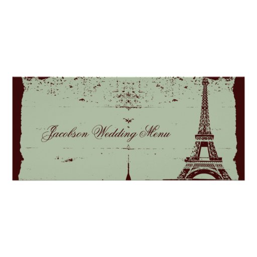 Menus de mariage de Tour Eiffel Double Carte Personnalisée