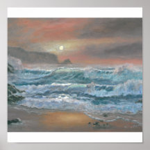 mer de coucher du soleil posters