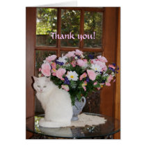 Merci assez blanc personnalisable de chat cartes