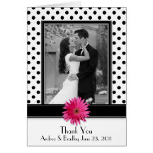 Merci blanc de mariage de point de polka de noir r carte de vœux