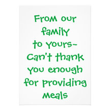 Merci carte - pour fournir des repas faire-part personnalisé