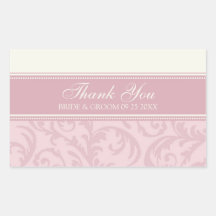 Merci crème et rose épousant des étiquettes de fav autocollants