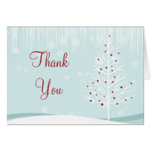 Merci d'arbres et de flocons de neige d'hiver cartes de vœux