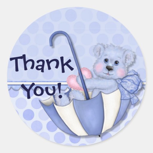 Merci de bébé bleu d'ours de parapluie autocollants