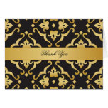 Merci de damassé de noir et d'or carte de vœux