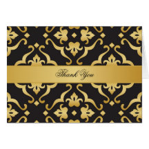 Merci de damassé de noir et d'or carte de vœux