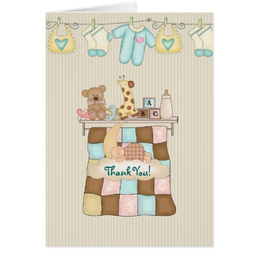 Merci d'édredon de bébé, avec le vers carte de vœux