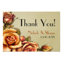 Merci floral de lueur de rose d'automne invitations personnalisées