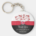 Merci floral rouge, noir, et blanc Keychain Porte-clefs