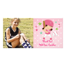 Merci Girly du base-ball personnalisé Cartes Avec Photo
