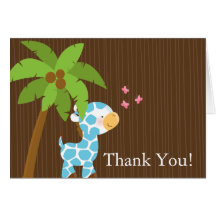 Merci mignon de baby shower de garçon de girafe de carte de vœux