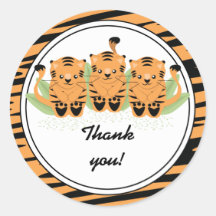 Merci neutre de baby shower de triplets de tigre r adhésifs