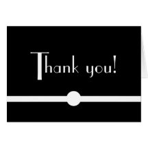 Merci noir et blanc chic Noir d'art déco Cartes De Vœux