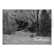 Merci noir et blanc de banc de parc d'hiver carte