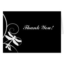 Merci noir et blanc de libellule carte de vœux