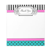 Merci note la damassé de rose et d'Aqua Blocs-notes