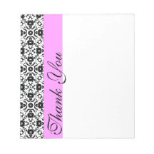 Merci note la damassé noire et rose blocs-notes