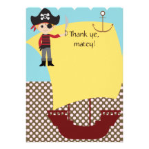 Merci personnalisable de bateau de pirate faire-parts