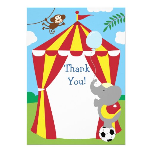 Merci personnalisable de cirque d'enfants invitation personnalisée